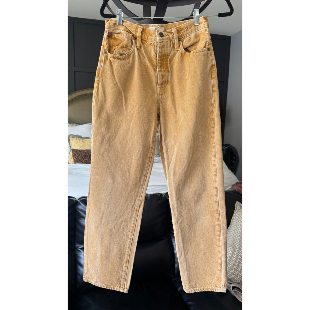 Madewell x KULE The Dadjean Jeans Womens 25 High Rise Cropped Straight Tan